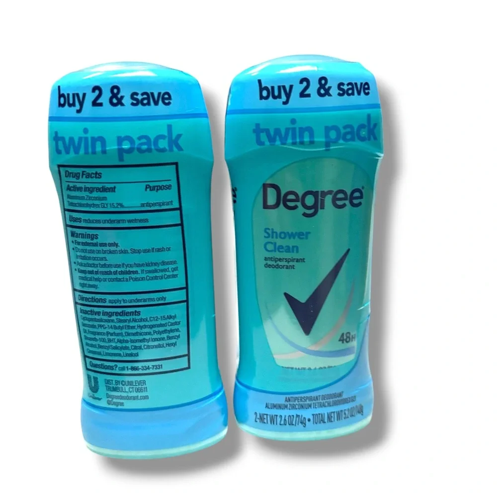 Degree Shower Clean Antiperspirant Deodorant 2.6oz Twin Pack 48H Protection 4ct